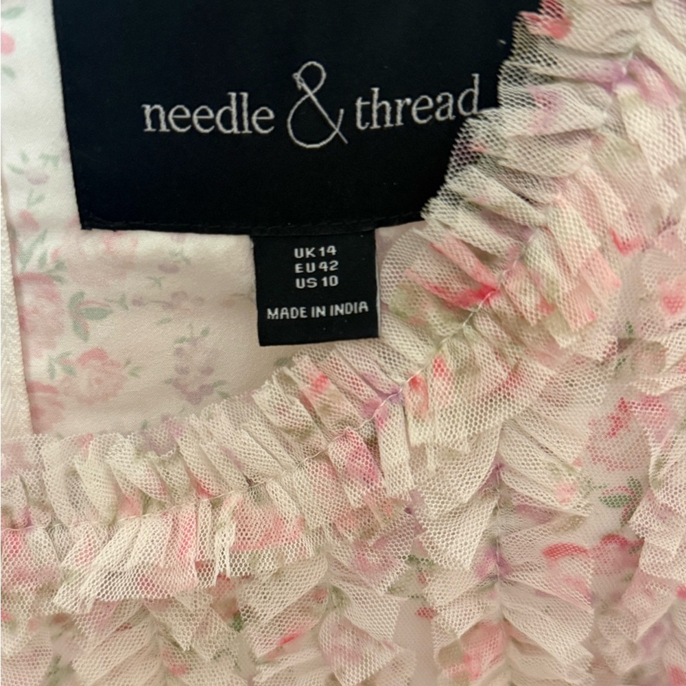 Needle & Thread Pink Floral Ruffled Mini Dress - Picture 7 of 7